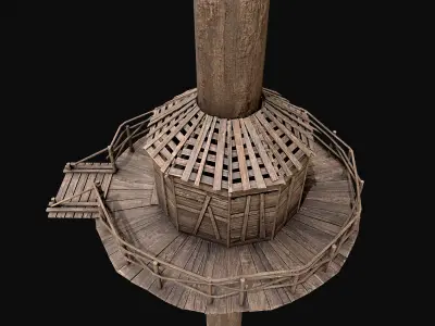 Wooden Tree House Shelters and Platforms 3 Low-poly 3D model