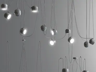 Aim pointed lighting set Gold 3D model