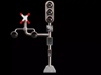 Railway Crossing - PBR Low-Poly 3D model Low-poly 3D model