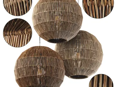 Lamp sphere rattan n2 3D model