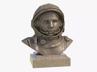 Gagarin bust of man in helmet Low-poly 3D model