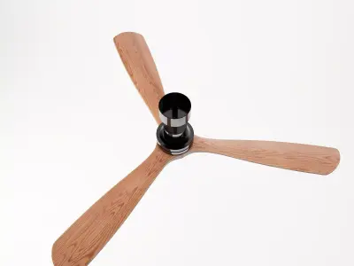 Modern Wooden 3-Blade Ceiling Fan with Light 3D model