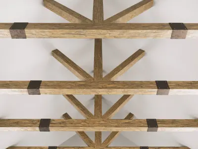 Wooden ceiling beams for barn 3D model