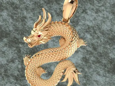 Dragon pendant with simple bail 3D print model