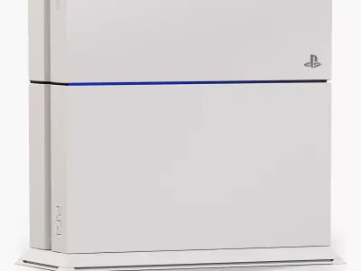 Sony PlayStation 4 Game Console with Stand White Low-poly 3D model