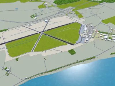 Inverness Airport 10km Low-poly 3D model