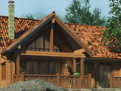 Classic Private Log  House 180m 3D model