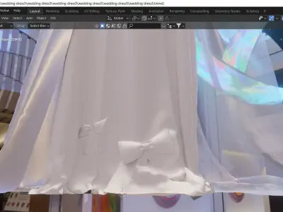 Beautiful and romantic butterfly silk wedding party dress Low-poly 3D model