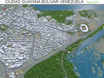 Ciudad Guayana Bolivar Venezuela 30km Low-poly 3D model