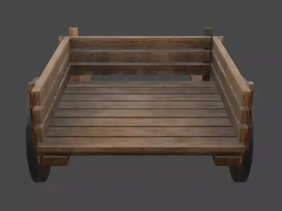 Medieval carriage Low-poly 3D model