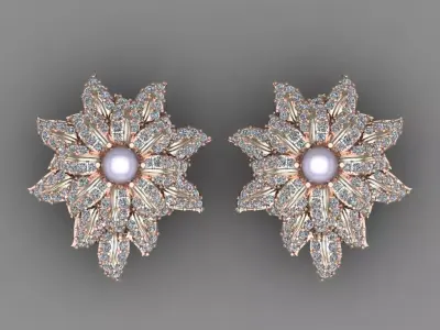 Rose Gold Diamond Women Earring 3D print Model 3D print model 25