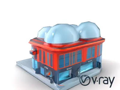 Futuristic Urban Module with Transparent Domes model pack Low-poly 3D model
