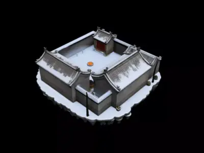  courtyard snow scenery 3D model