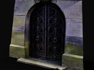 entrance tomb rusty iron doors PBR photogrammetry Low-poly 3D model