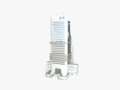 SciFi Building A02 White Gray - Sci Fi Exterior Design Low-poly 3D model