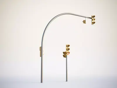 Yellow traffic lights set 3D model