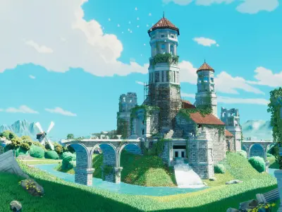 Stylized Castle Ruins Low-poly 3D model