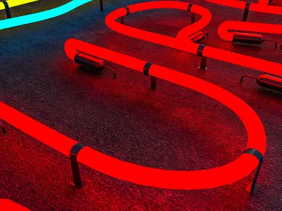 Burgers Neon Sign Low-poly 3D model