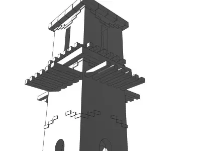 Low polygon old tower  Torre antigua de bajo poligonaje  Low-poly 3D model