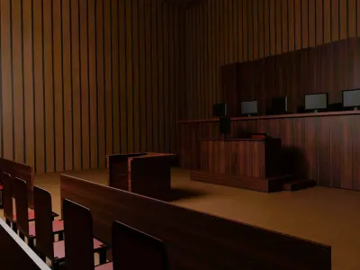 Courtroom empty Low-poly 3D model