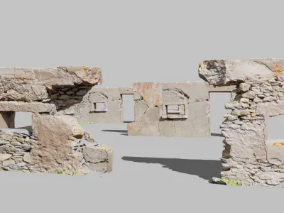 House Wall Ruins Stone Scan Modules PBR Low-poly 3D model