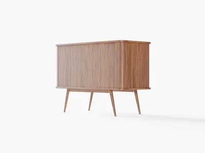 Walnut stained 2 door sliding buffet cabinet Wapong Series 3D model