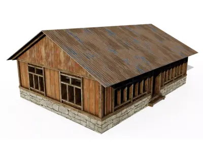Wooden Cabin Low-poly 3D model