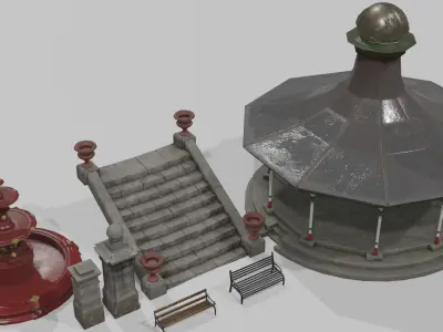 Victorian Park Asset  Low-poly 3D model