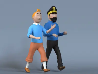 Tintin and Haddock Rig Low-poly 3D model