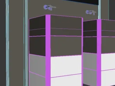 Bathroom door with two boxes 3D model