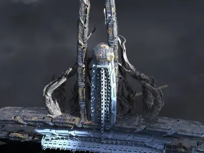 Royal Kings Autumn ivy sci fi tower Low-poly 3D model