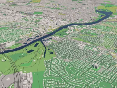 Austin Texas USA 40x40km 3D City Map 3D model