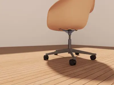 Eames Style Office Chair 3D Model - Metal - Wood - Fabric Low-poly 3D model