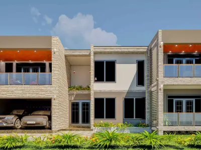 Mansion Exterior and Interior Low-poly 3D model