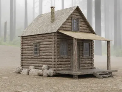 Abandoned House in Forest by Nikdox Low-poly 3D model