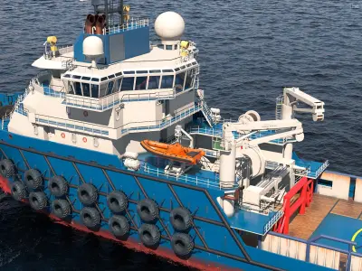  Ocean Support Vessel with Helicopter 