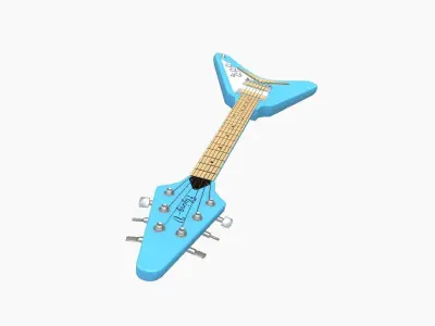 Electric Guitar D03 Light Blue - Music Instrument Design Low-poly 3D model