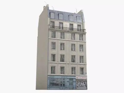 Old Paris House 003 Low-poly 3D model