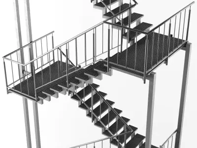 Metal outdoor stair 3D model