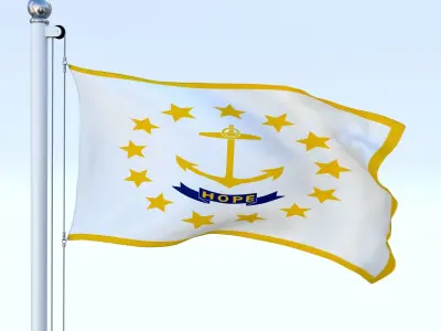 Animated Rhode Island Flag Low-poly 3D model