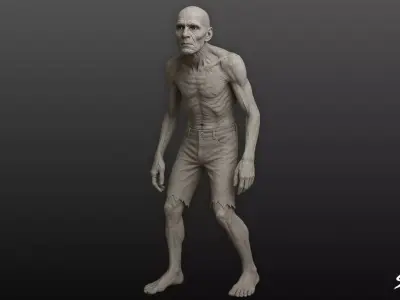 Zombie Statue Idle Pose Low-poly 3D model