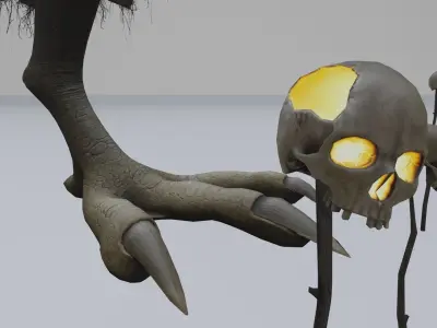 Low Poly Rigged Baba Yagas Hut Scene With PBR Materials Low-poly 3D model