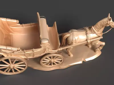 Chinese Ancient Wagon  figture Low-poly 3D model