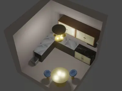 Project Room 02 kitchen Low-poly 3D model