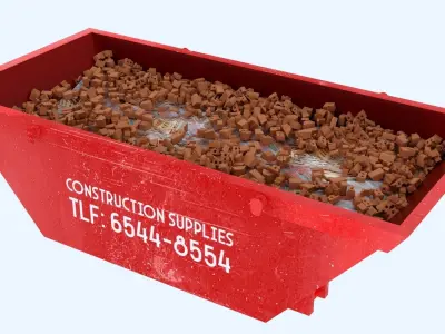 Industrial Container with broken bricks 3D model