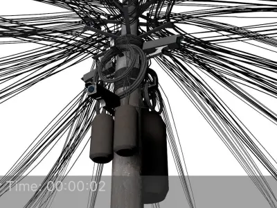 Overhead Electric Cables System PBR 3D model