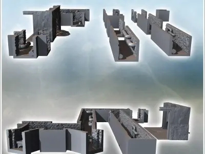 Modular underpass set with urban piping 3 - Modern WW2 WW1 World 3D print model