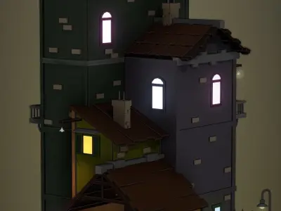 Low-poly building Low-poly 3D model purchase