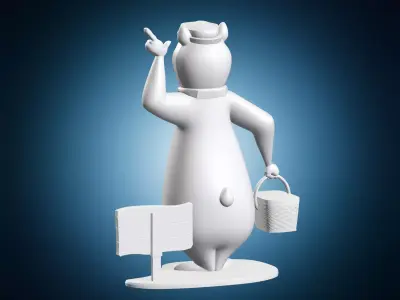 Yogi Bear with Picnic Basket Miniature 3D print model