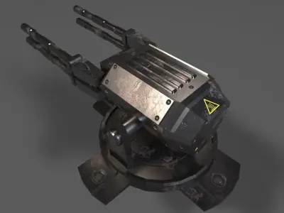AA Gun - Spaceship Gun Textured Low-poly 3D model